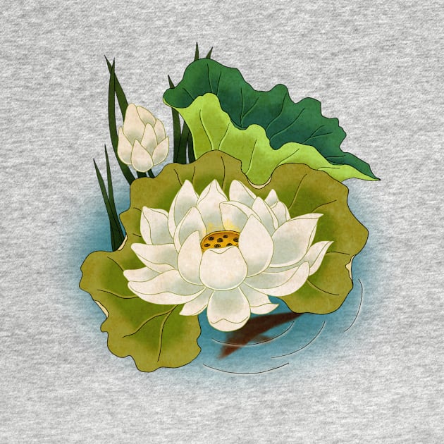 Minhwa: Lotus and Carp D Type (Korean traditional/folk art) by koreanfolkpaint